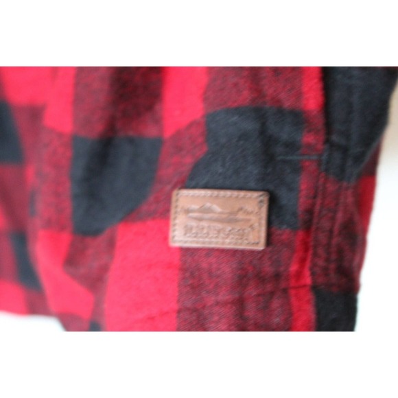 L.L. Bean Men's Scotch Plaid Flannel Hooded Shirt Tartan Red Large Tall H13844 - Picture 3 of 10